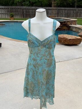 Antonio Melani Light Blue Paisley Slip Dress 6